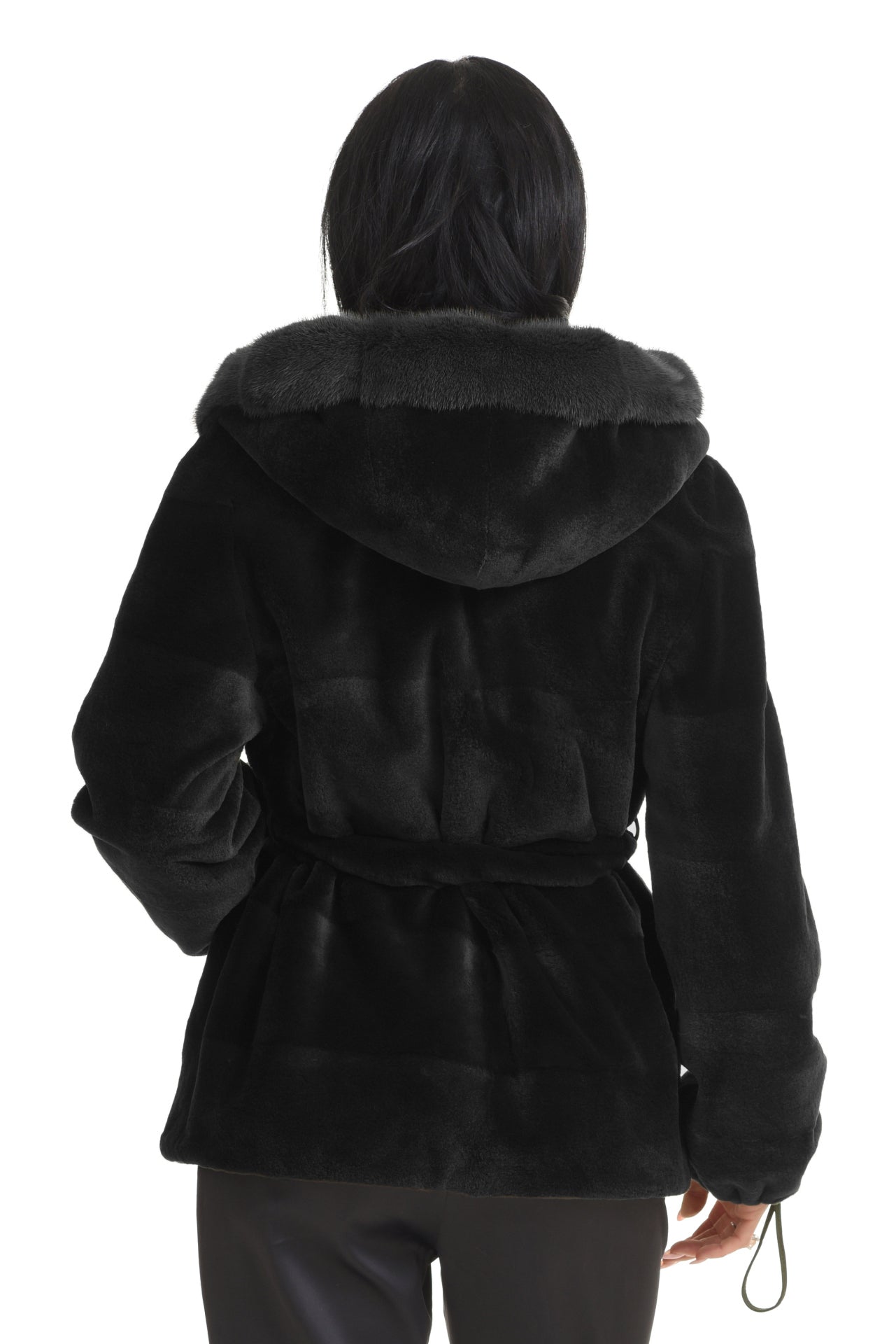 Coffee Mahogany Mink Jacket with Hood