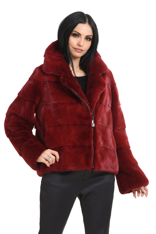 Silver Cross Mink Jacket with Zipper