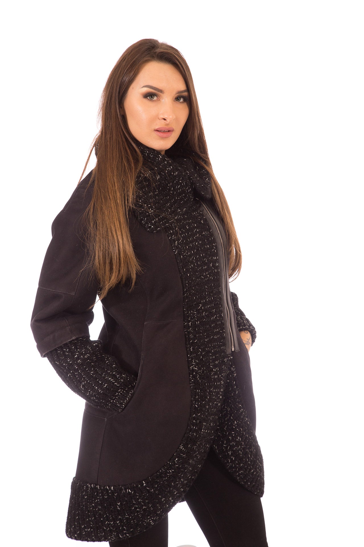 Shearling Coat with Knit Trim Available Cleveland ETON Chagrin & Akron Summit Mall