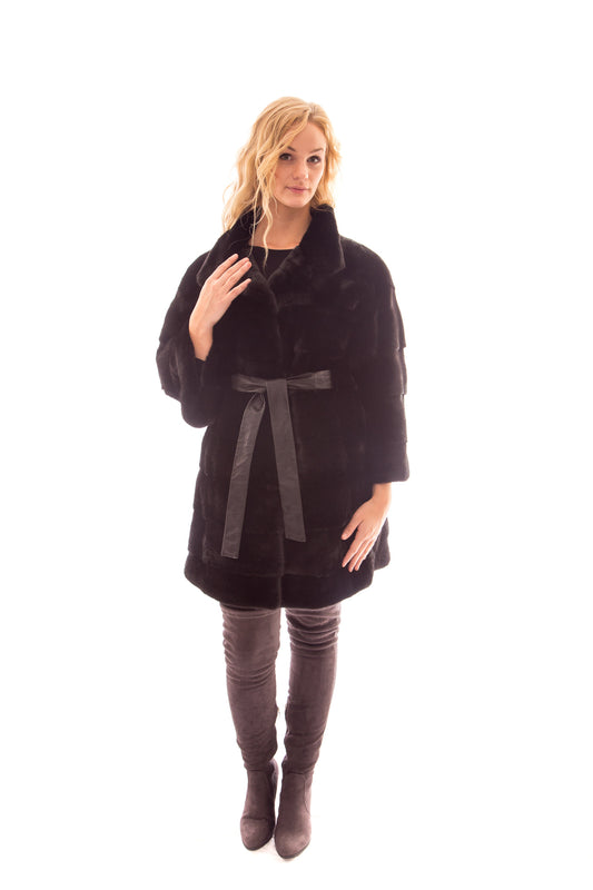 Demi Buff Mink 3/4 Coat with Leather Belt Available Cleveland ETON Chagrin & Akron Summit Mall