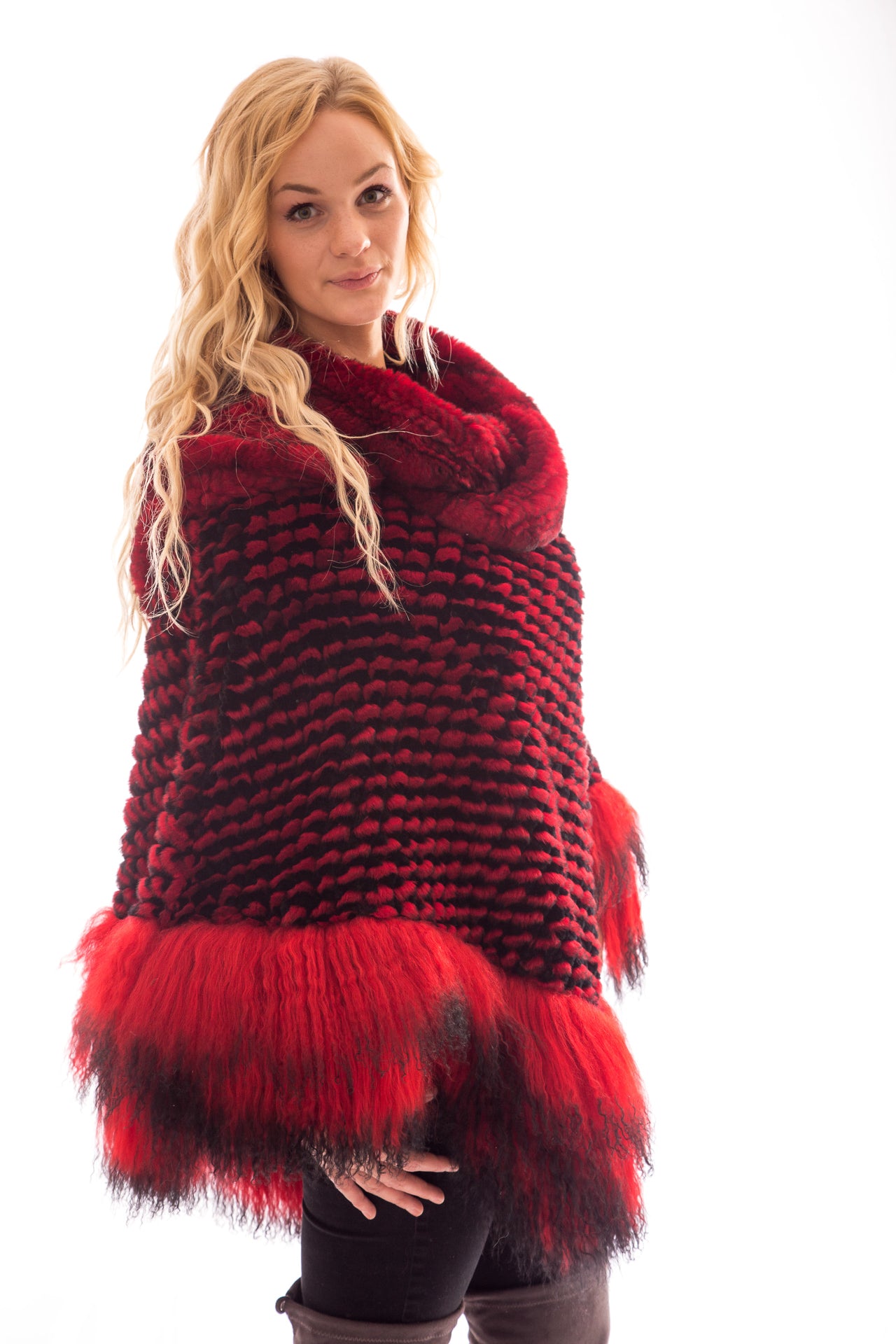 fur chinchilla tibet lamb cape poncho