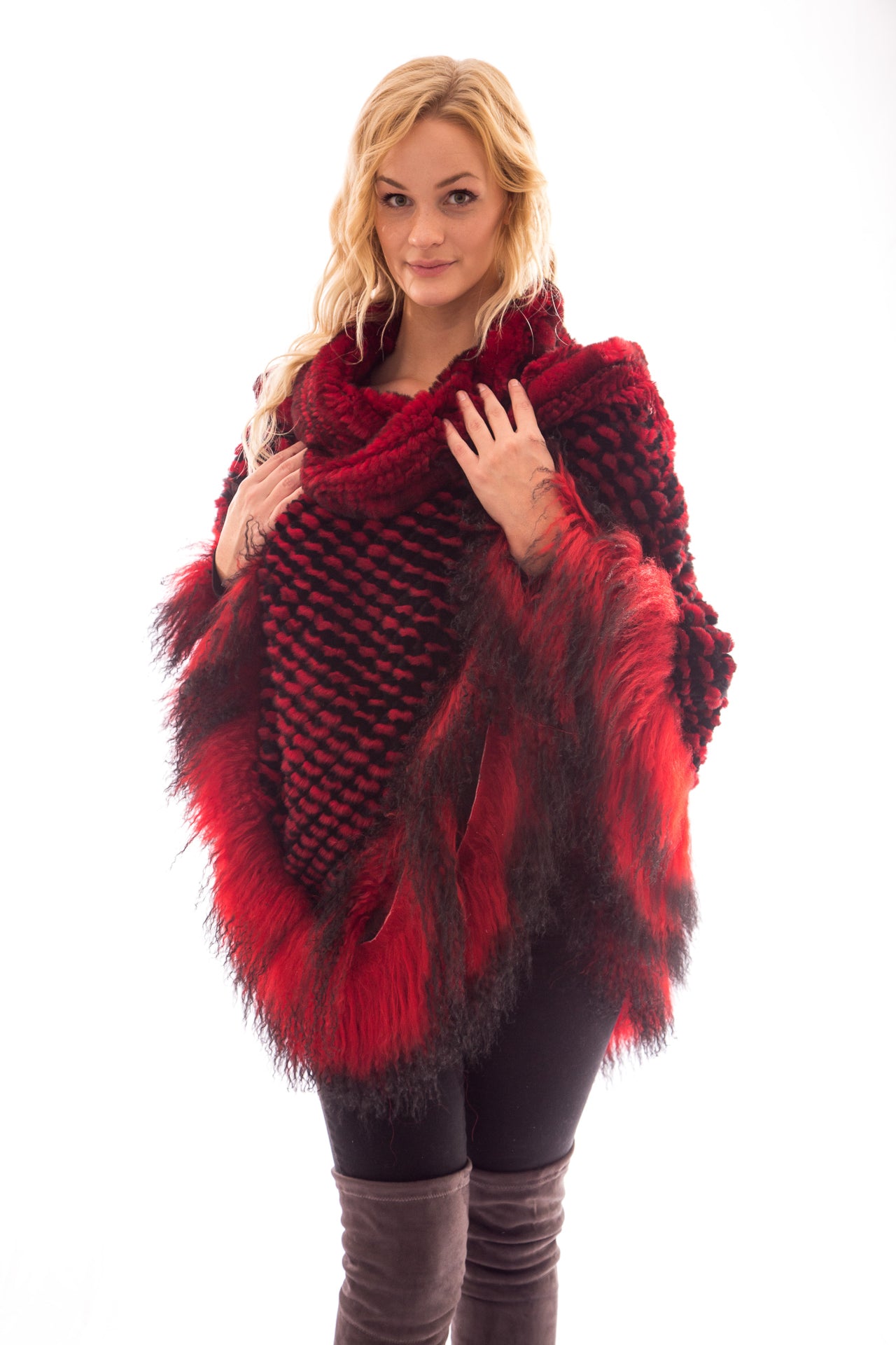 fur rex chinchilla tibet lamb cape poncho