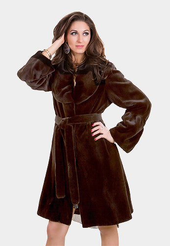 Sheared Mink Fur Coat with Belt