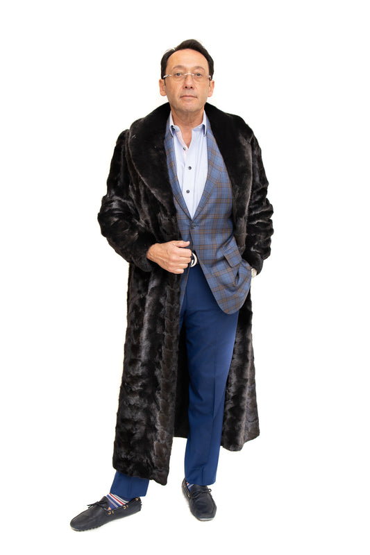 Mahogany Ranch Mink Coat Paw with Full Skin Collar & Cuffs Available in Cleveland at ETON Chagrin Boulevard and in Akron at Summit Mall