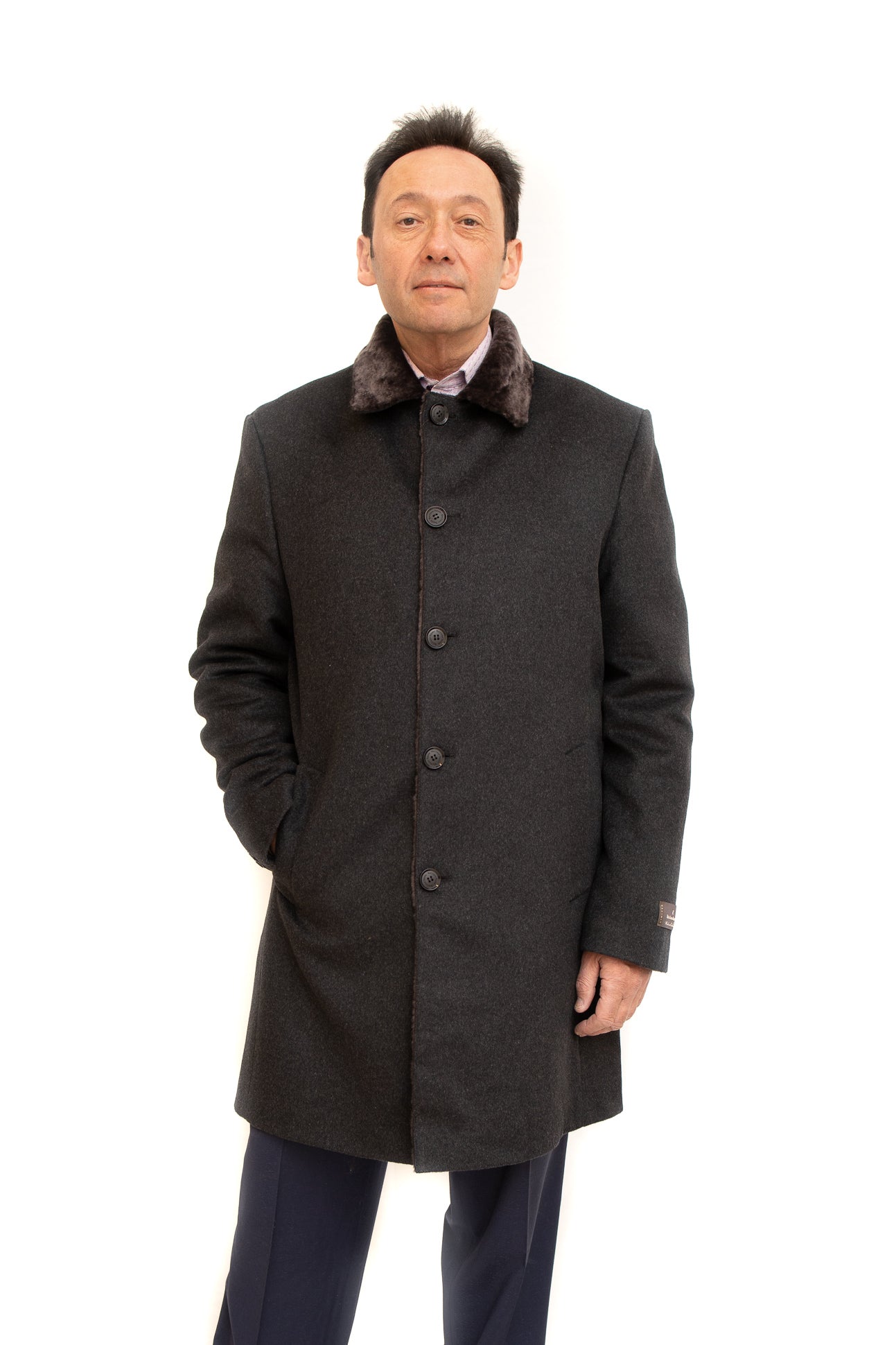 cashmere wool coat with fur collar at vollbracht furs in cleveland, ohio