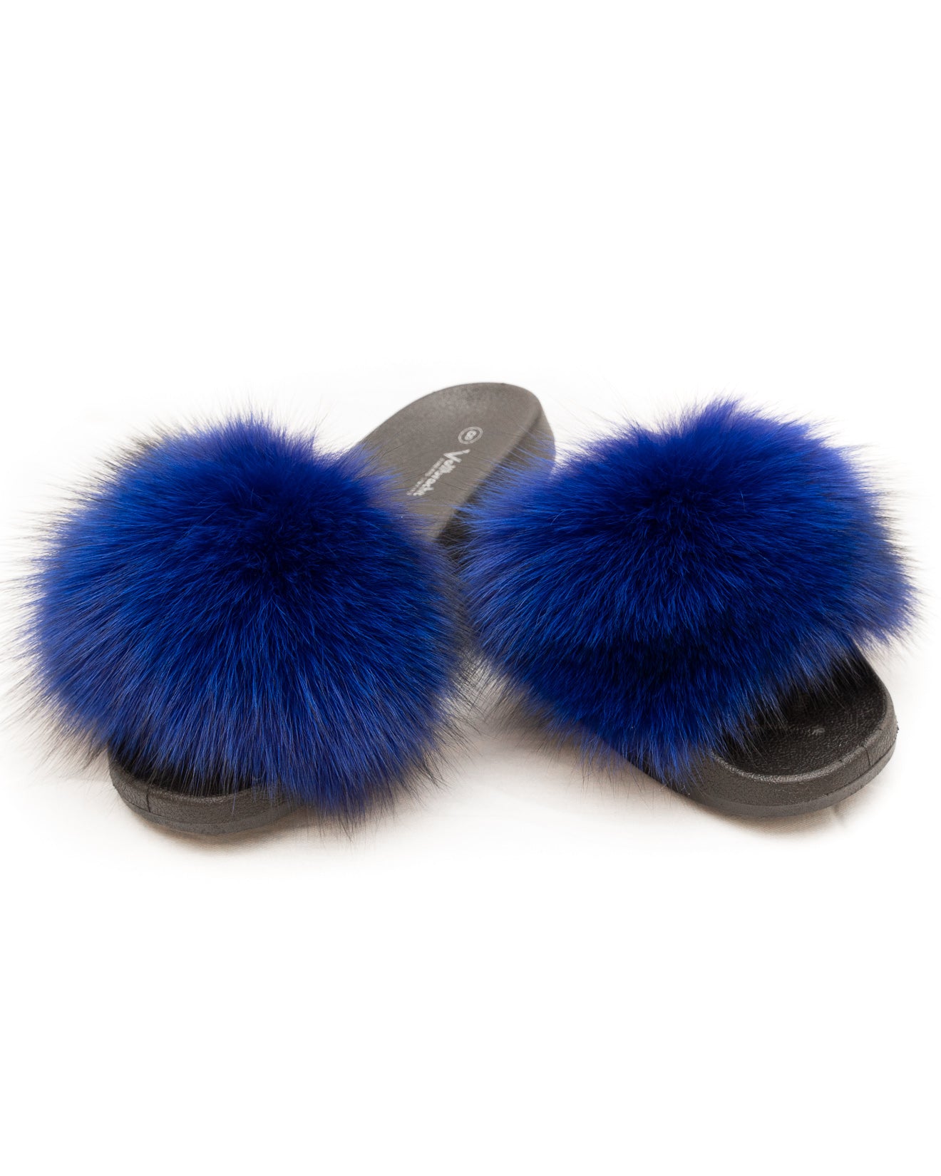 Blue discount fluffy sliders