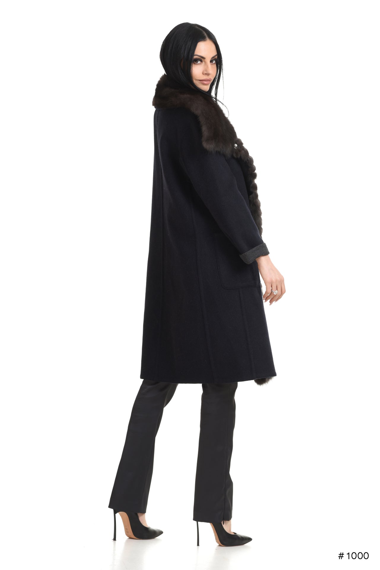 Cashmere Coat with Sable Trim