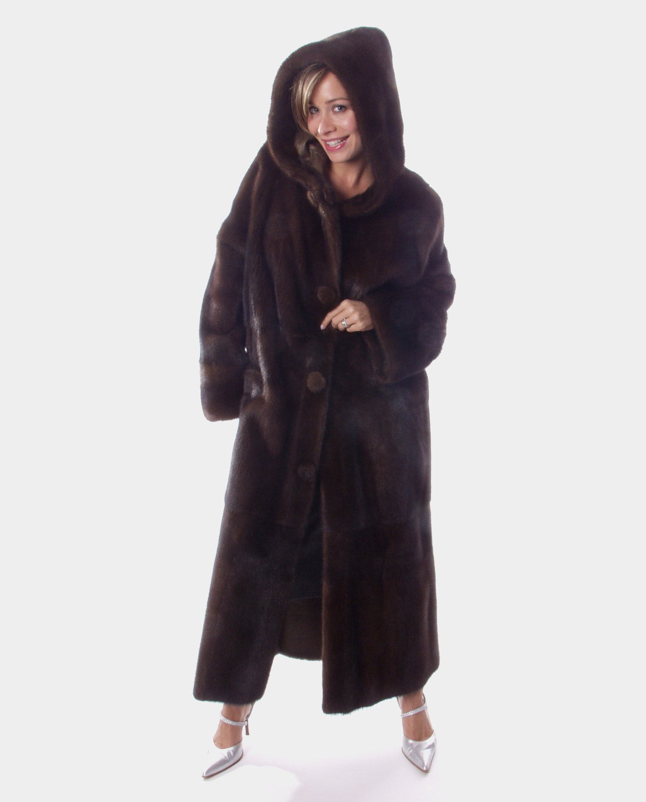 Mahogany Mink Fur Coat with Hood Available Cleveland ETON Chagrin & Akron Summit Mall