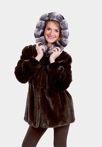 Ranch Mink Fur Jacket with Chinchilla Trimmed Hood Available Cleveland ETON Chagrin & Akron Summit Mall